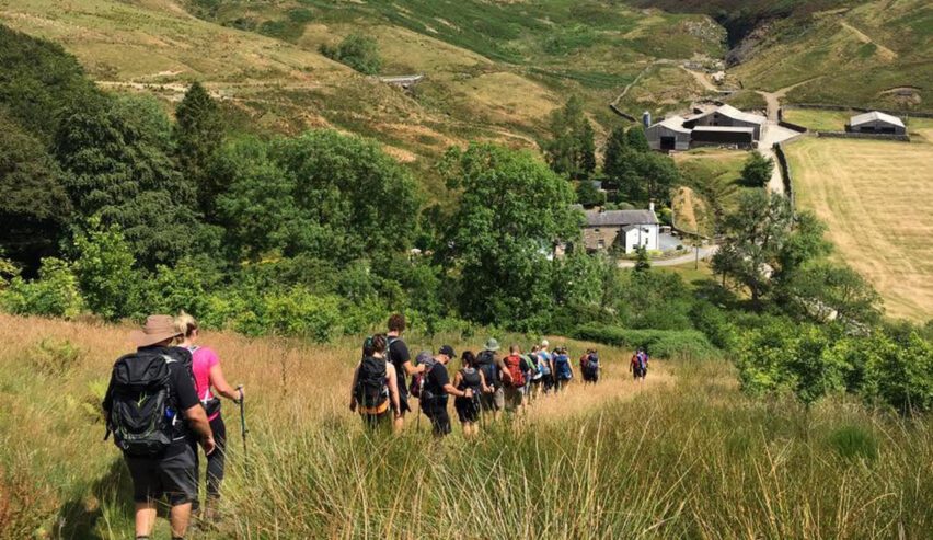 outdoor group at smelt mill bunkhouse