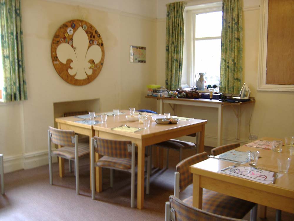 table and chairs in a scout hostel