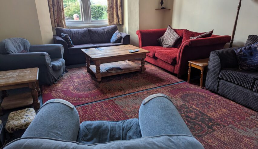 comfy lounge at Kington accommodation hostel previously YHA Kington or Kington Youth Hostel