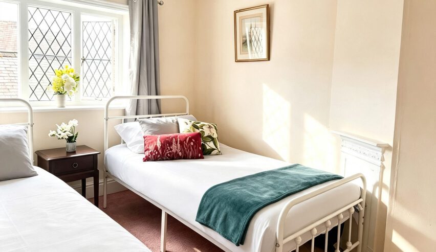 twin bedroom at the pie shop self catering accommodation in Melton Mowbray