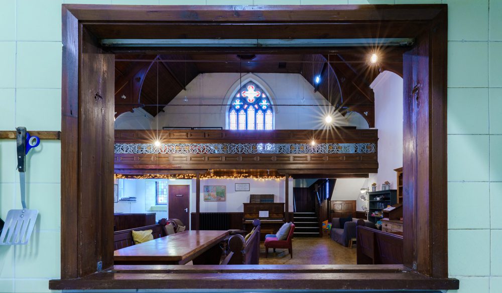 view from kitchen of inside of kirby stephen hostel