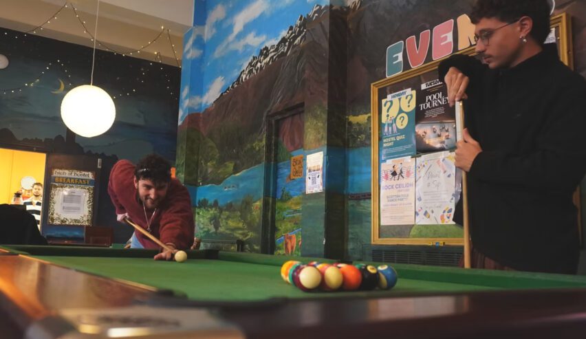 pool table in lounge at High Street Hostel