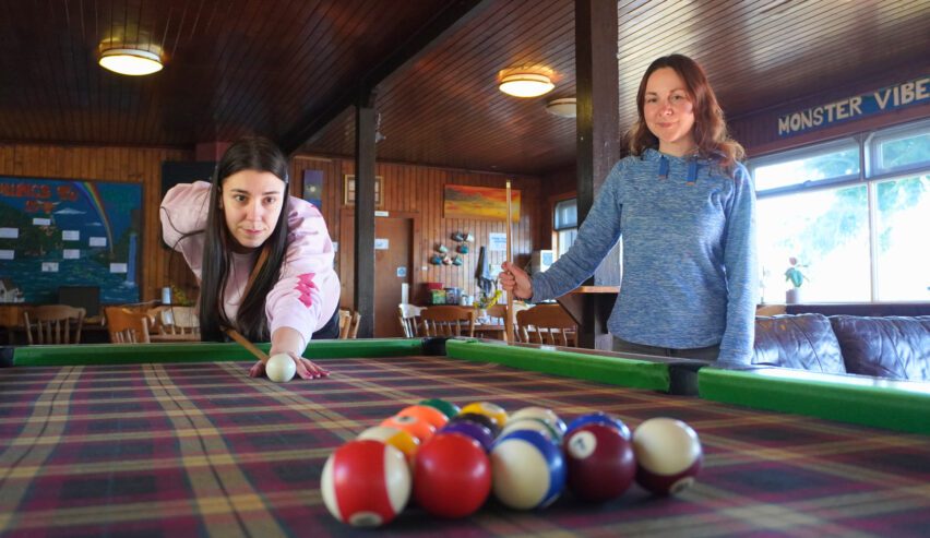 pool table at Lochside Hostel