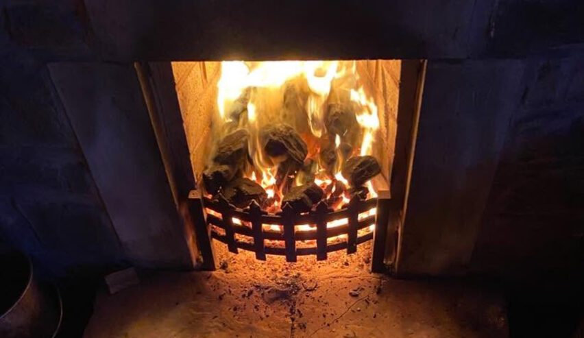 real fire at Willow Bog Cottage